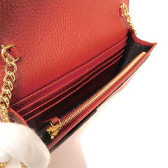 Gucci GG Marmont Chain Logo Calfskin 2-Way Clutch Bag with Double G Design, Red, 497985 CAO0G 6433, Women's — Like New
