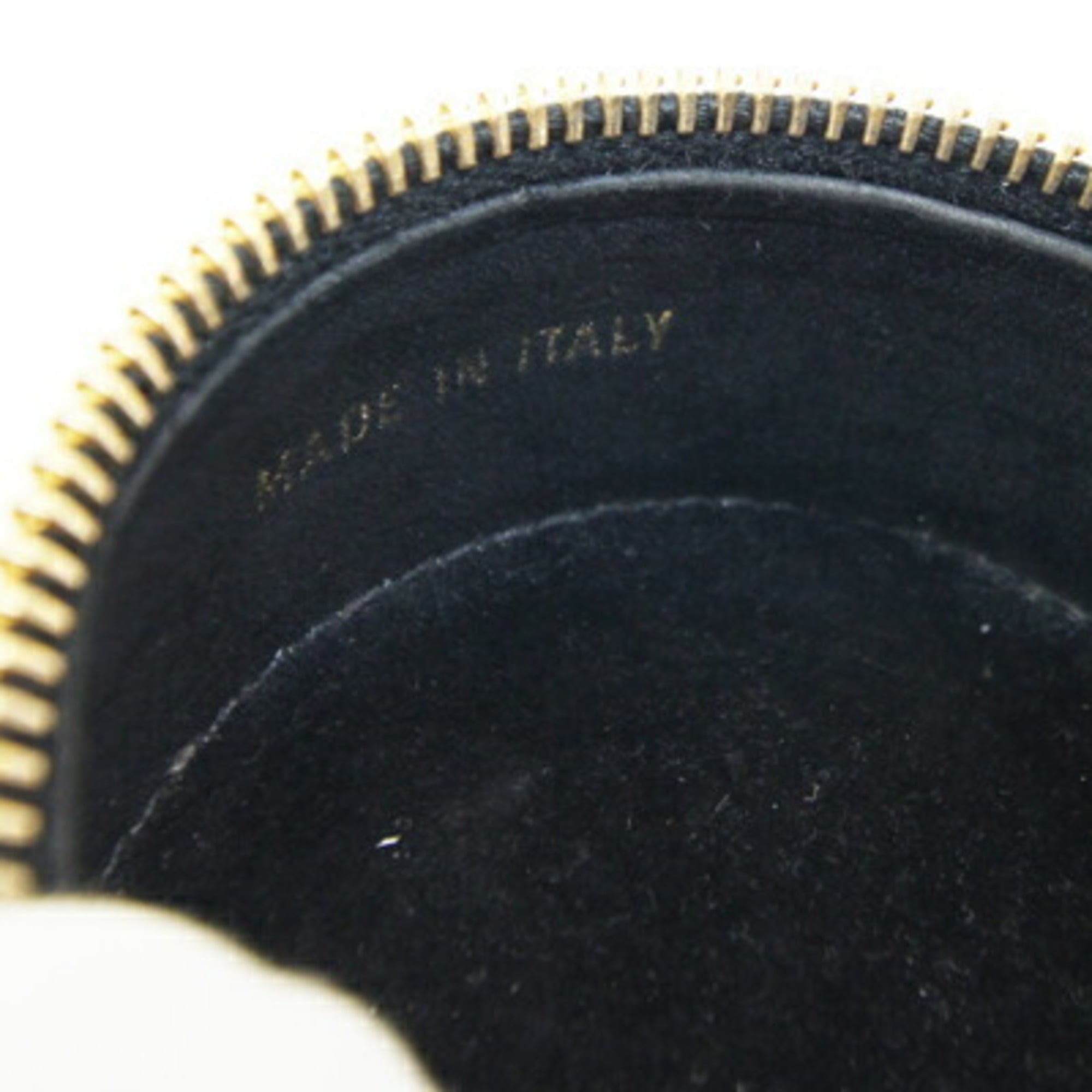 CHANEL Case Coco Mark A02786 Black Caviar Leather Pouch Round Women's