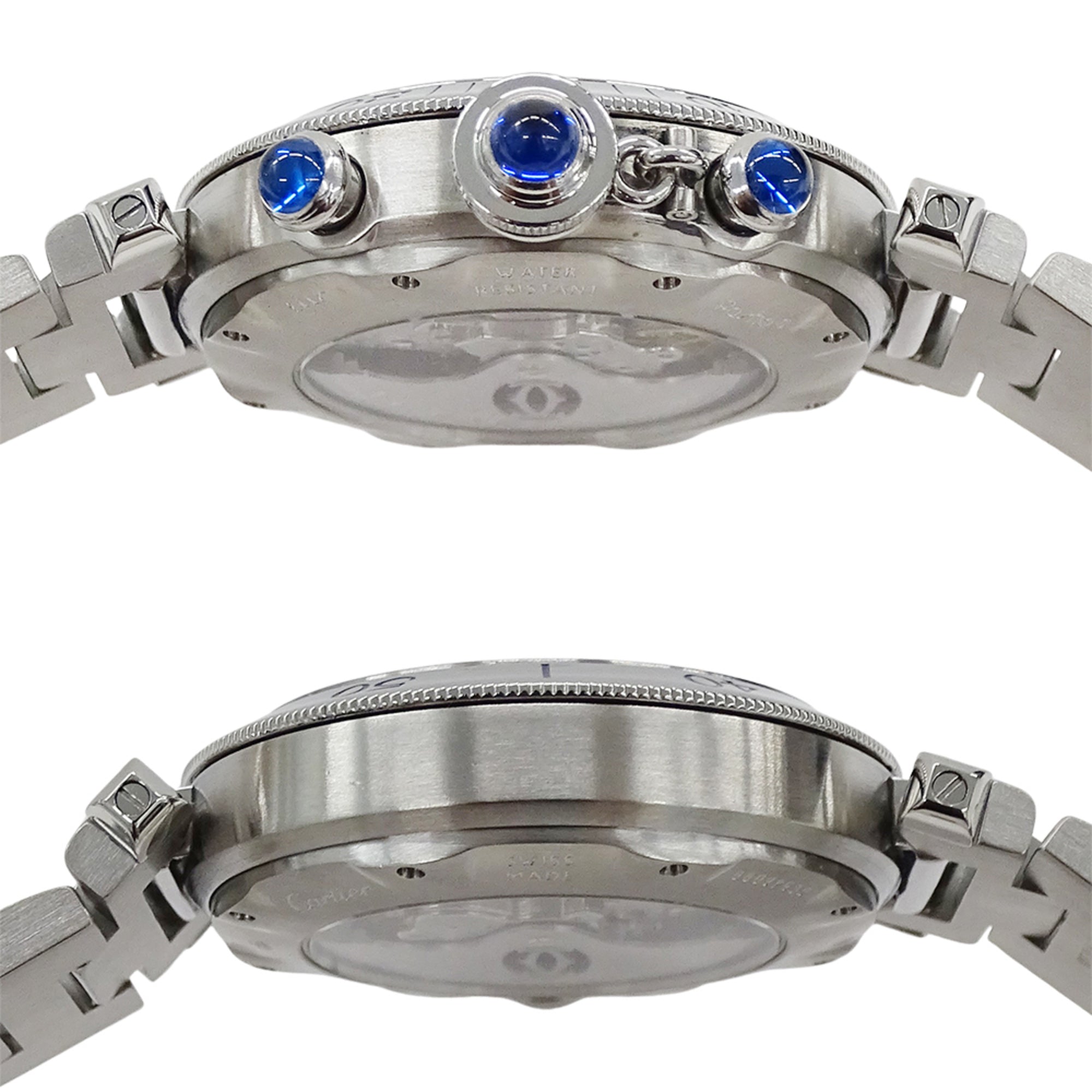 Cartier Pasha Chronograph Automatic Watch for Men, Stainless Steel (SS) W31030H3, Silver, with Open Caseback — Good