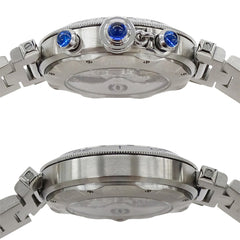 Cartier Pasha Chronograph Automatic Watch for Men, Stainless Steel (SS) W31030H3, Silver, with Open Caseback — Good