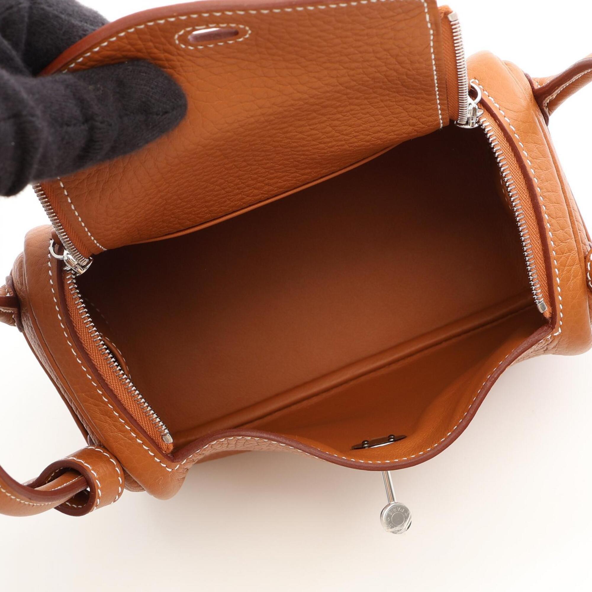 Hermes Lindy Mini Shoulder Bag/Handbag, Taurillon Clemence Leather, Women's, Gold Tone — New - Store Return