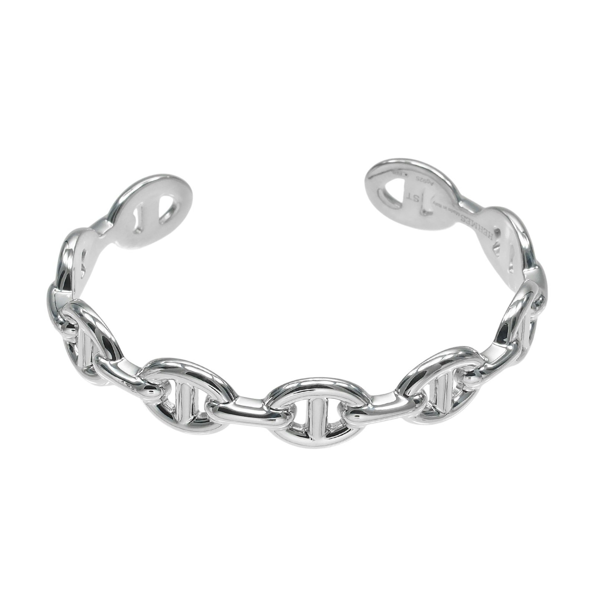 Hermes Chaine d'Ancre Anchene ST Bracelet, Sterling Silver 925, Made in Italy, 21AB299510, Approx. 18.1g, Unisex — Like New