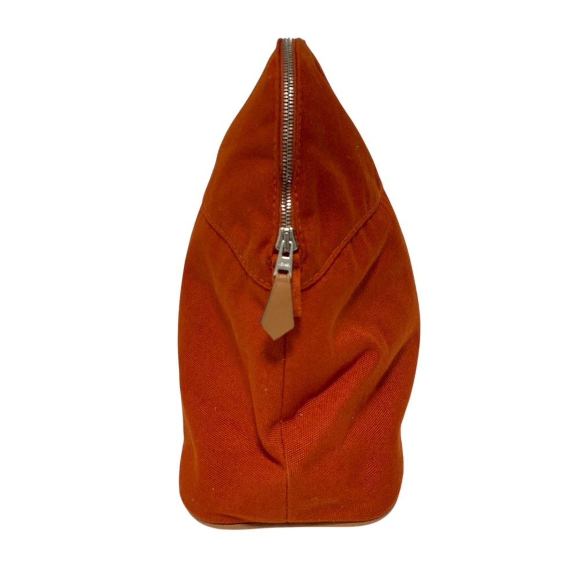 HERMES Bolide 31 Canvas Pouch, Orange, Women's — Like New