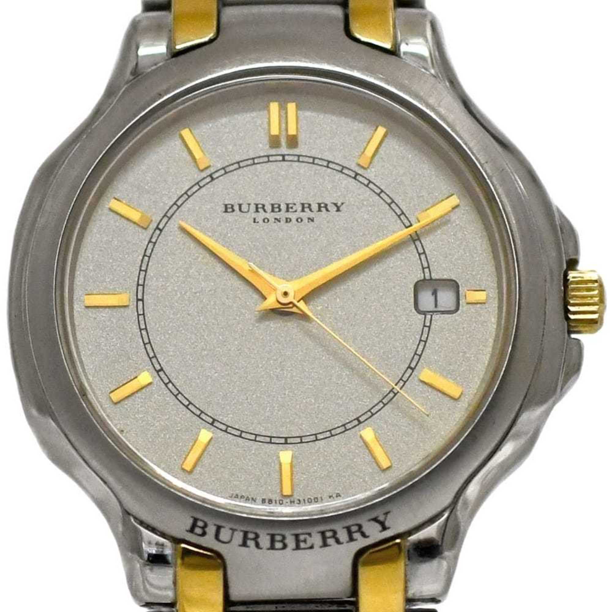 Burberry Men's GN-4S Watch, Champagne Gold, Silver, Stainless Steel Quartz Movement, Battery-Operated, Three-Hand Analog, f-24831, 1N0***, Pre-Owned