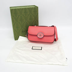 Gucci Double G 739722 Women's Leather Shoulder Bag Pink — Like New