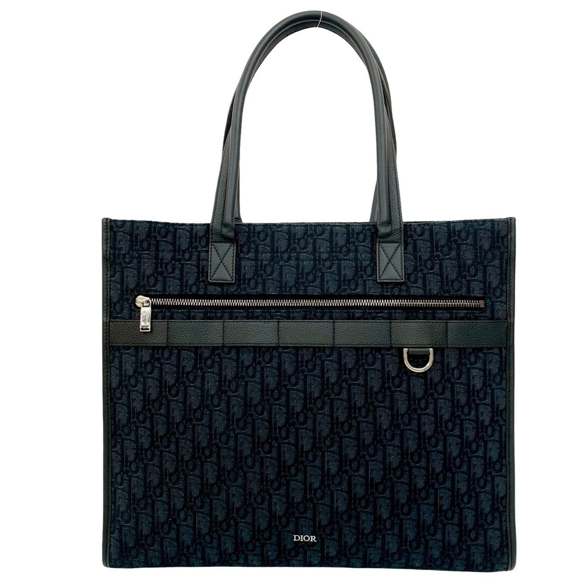 Unused, stored Christian Dior Safari Tote Bag, Oblique Canvas and Leather, Black, 177-5 — Like New
