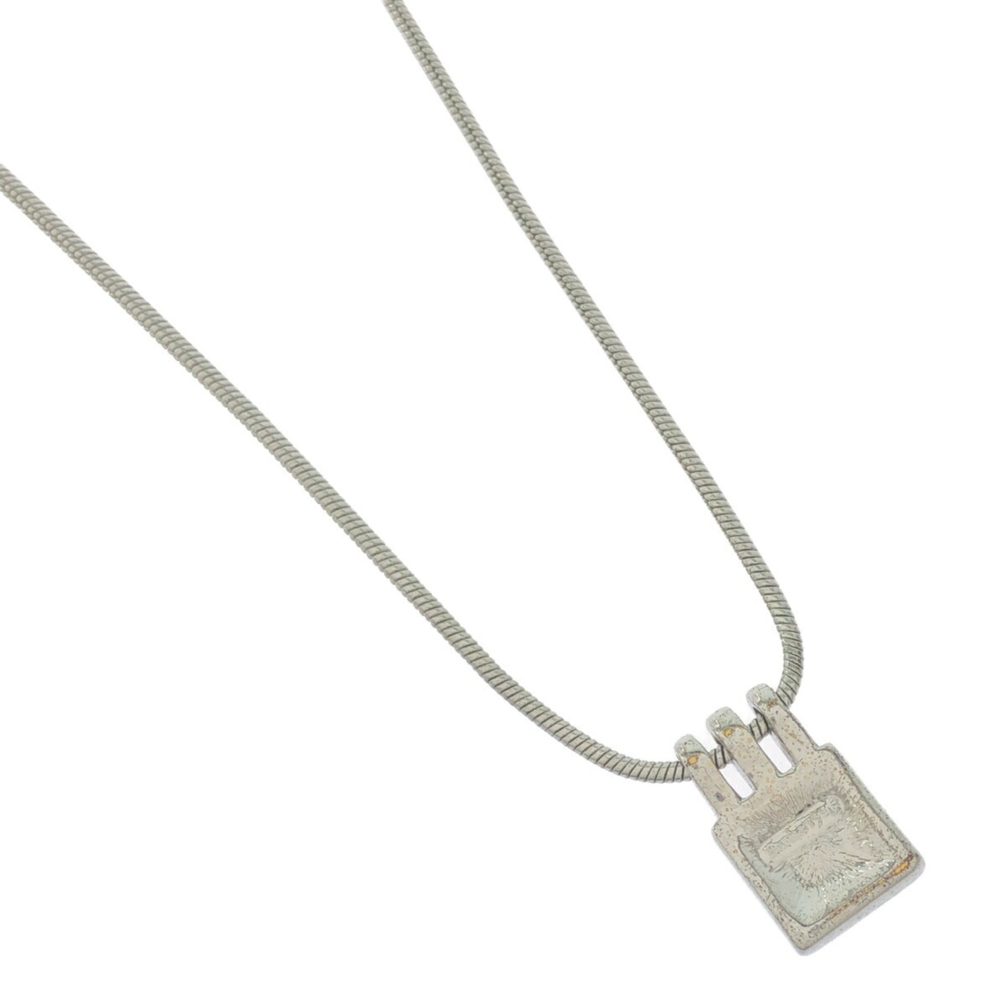 BURBERRY Nova Check Silver Necklace VINATGE Square Zirconia Women's Mikunigaoka Store ITKZB654Z0DS RM0105V