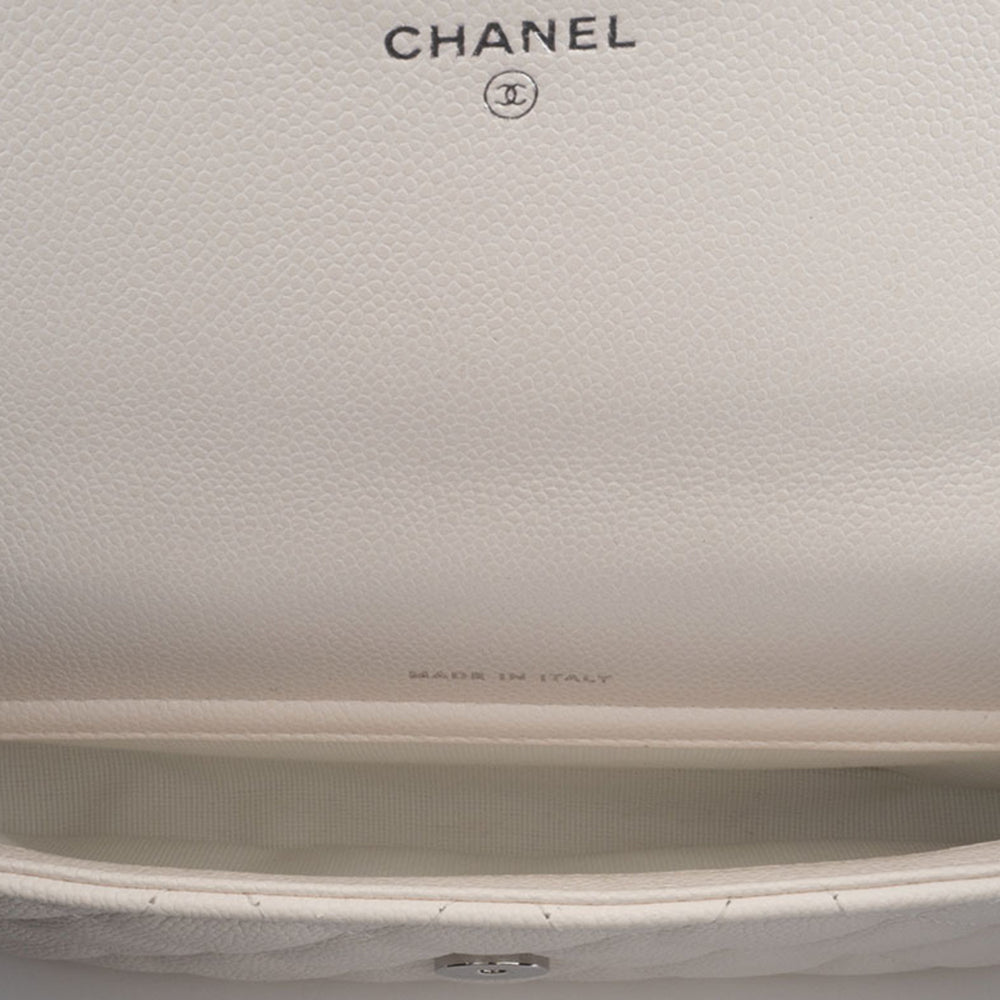 Chanel Matelasse Flap Phone Case Shoulder Bag White Women's Caviar Skin CHANEL — Like New