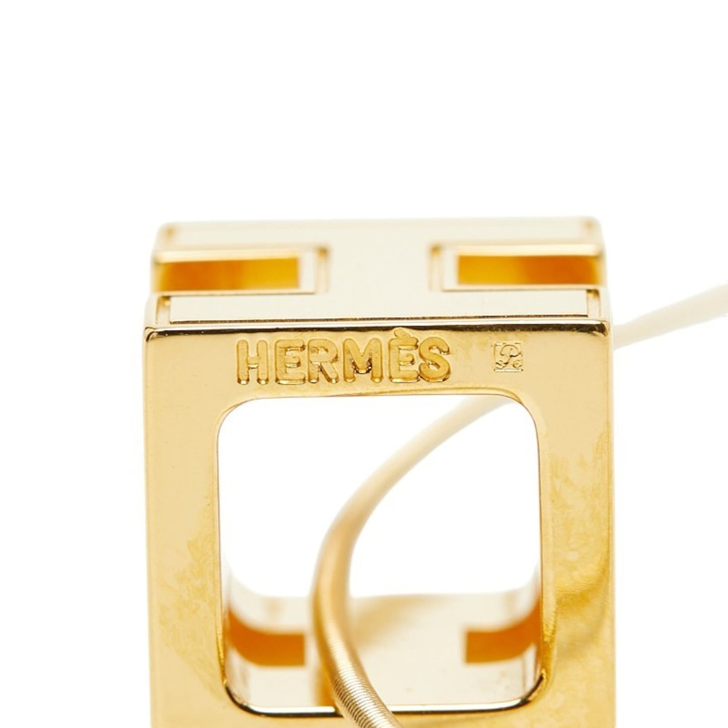 Hermes Hermès Cage de H Cube Necklace in Gold with Orange Plated for Women