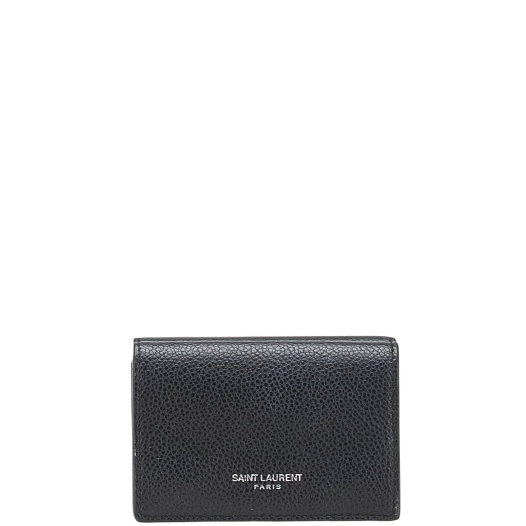 Saint Laurent Tri-fold Compact Wallet Black Leather Women's SAINT LAURENT