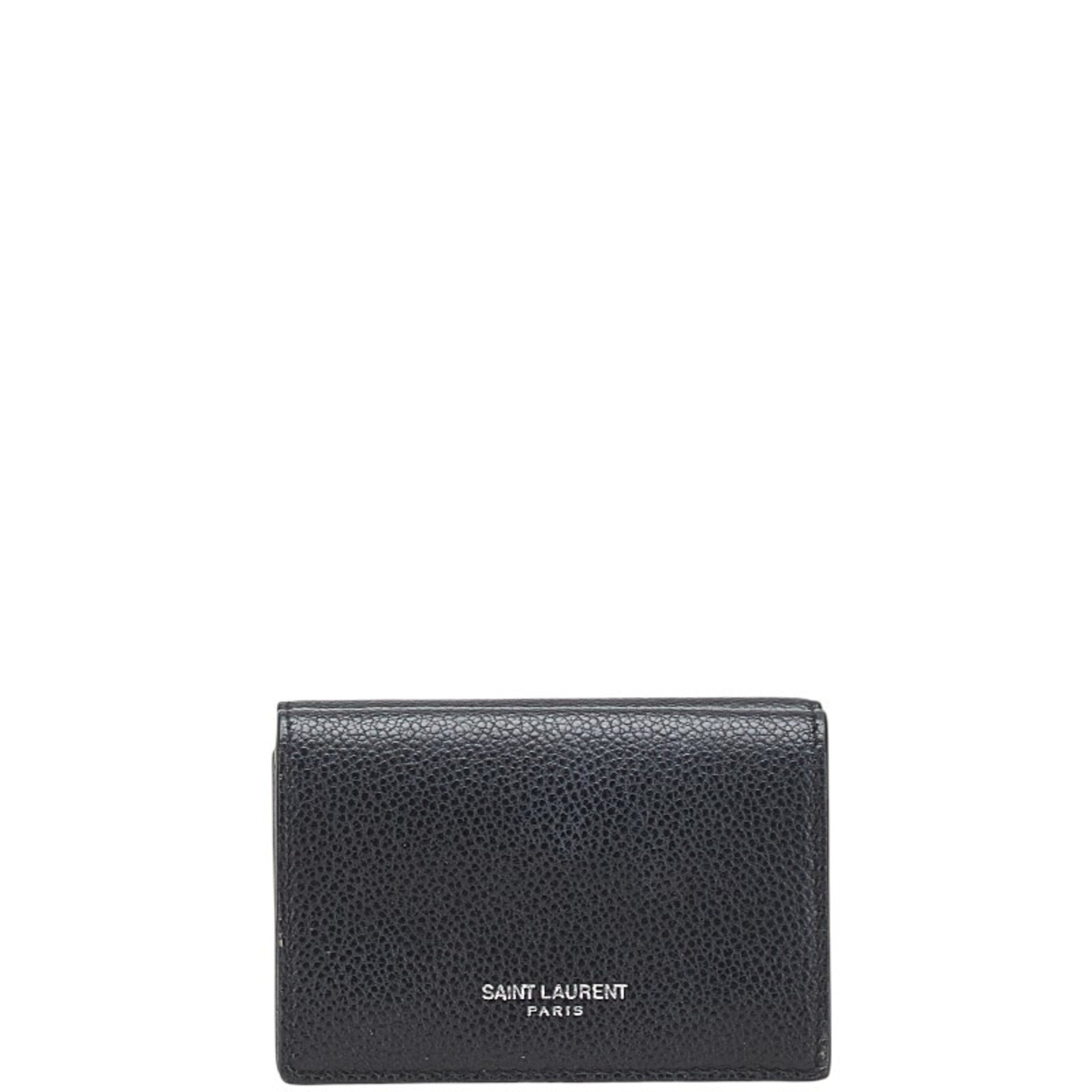 Saint Laurent Tri-fold Compact Wallet Black Leather Women's SAINT LAURENT