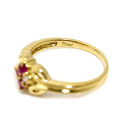 Christian Dior 1 Ring Sapphire Diamond 18K YG Yellow Gold 750 — Like New