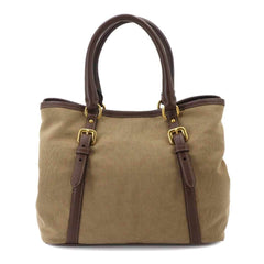Prada Jacquard Ribbon 2-way Hand/Shoulder Handbag, Canvas and Leather, Beige/Brown Logo Bag — Like New