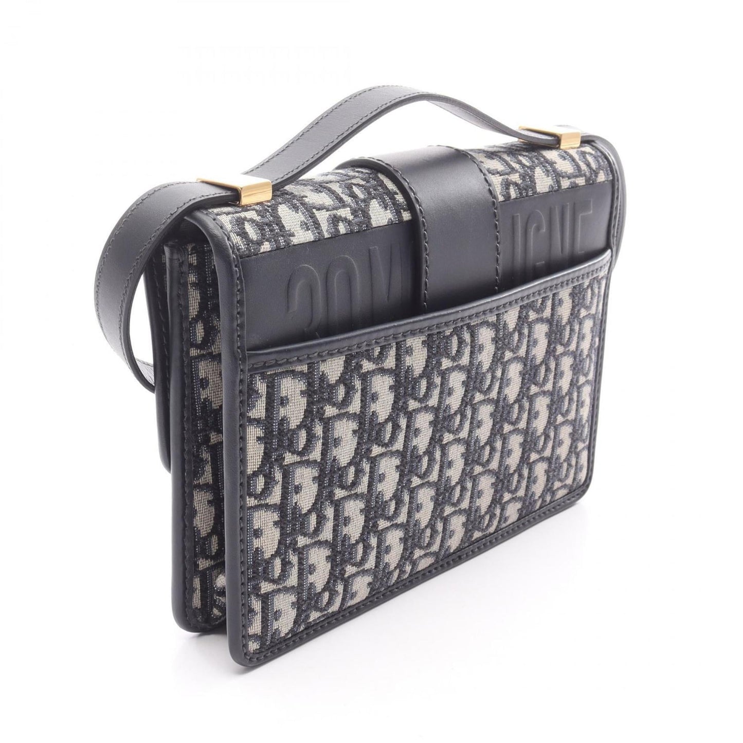 Christian Dior Dior 30 MONTAIGNE Oblique Jacquard Shoulder Bag, Canvas and Leather, Women's, Navy Beige, 09-BO-0149