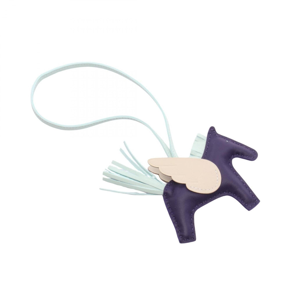 Hermes Rodeo Pegasus PM Purple Vert Peppermint Cle Charm Accessory Agneau Milo Veau Swift Women's Green Ivory — New - Store Return