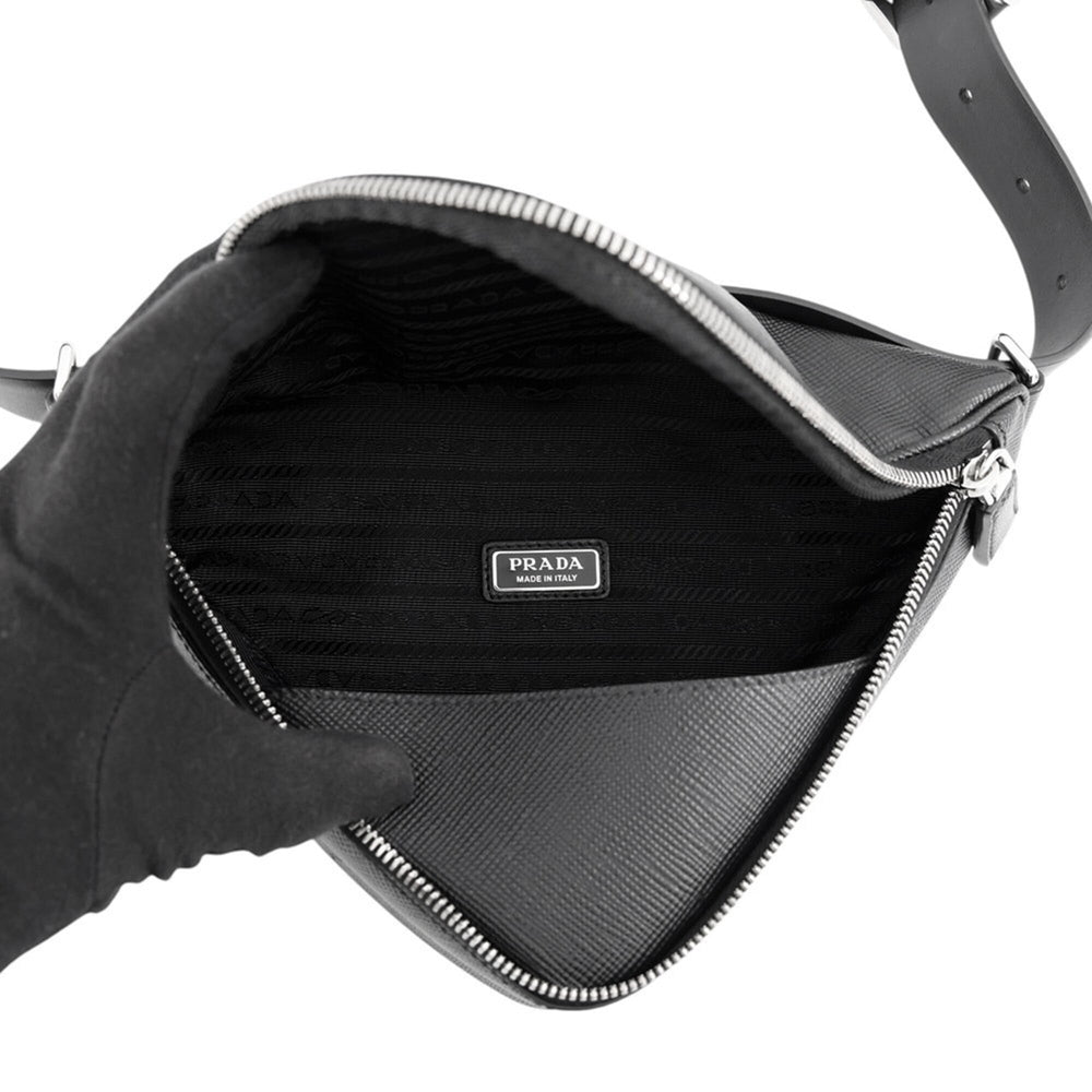 Prada Triangle Shoulder Bag, Saffiano Leather, 2VL039, PRADA Body Black, Handbag — Like New