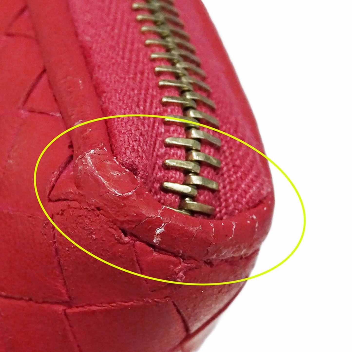 Bottega Veneta Women's Intrecciato Leather Long Wallet in Red with Round Zipper and Braided Trim