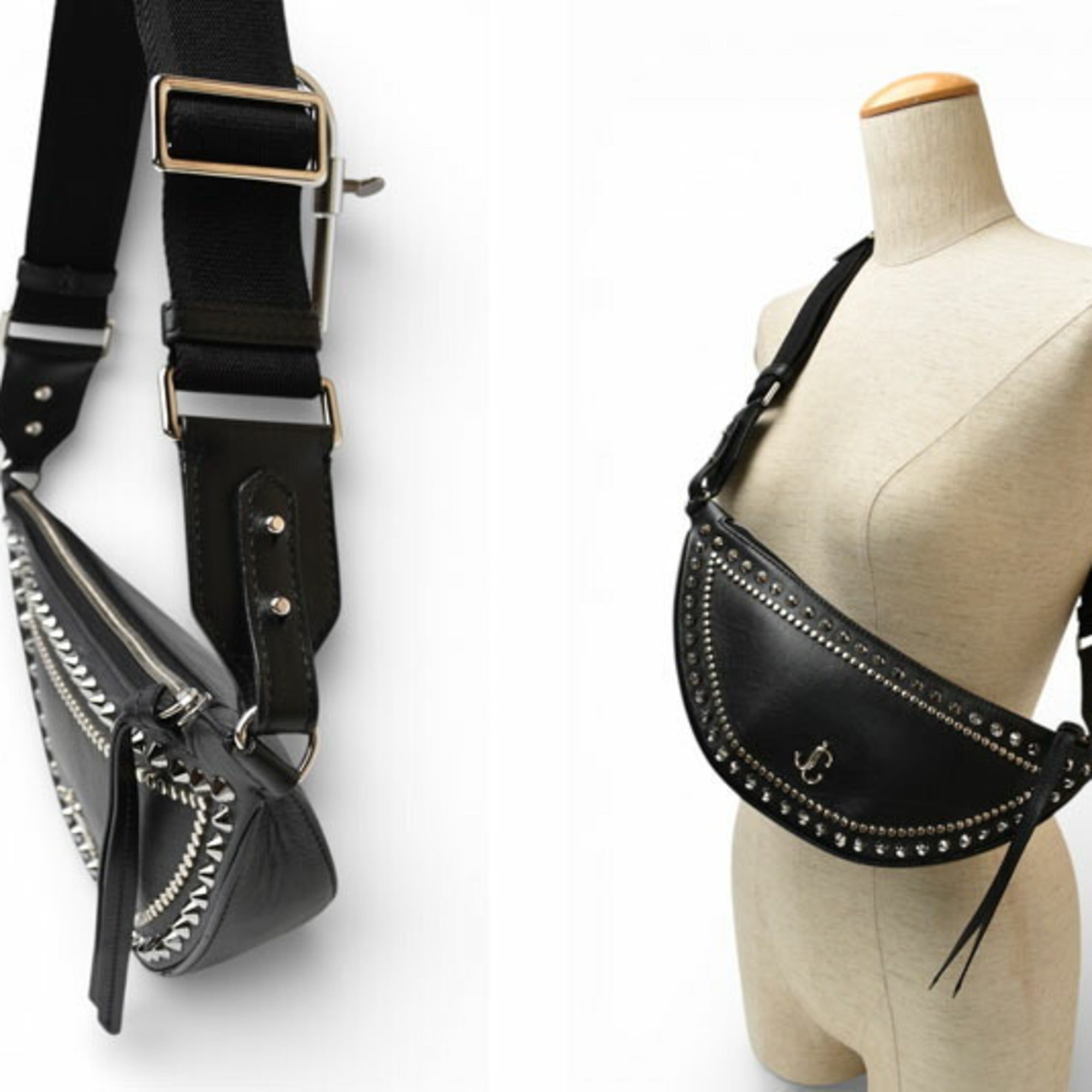 Jimmy Choo body bag, JIMMY CHOO Varenne JC studs, black — Like New