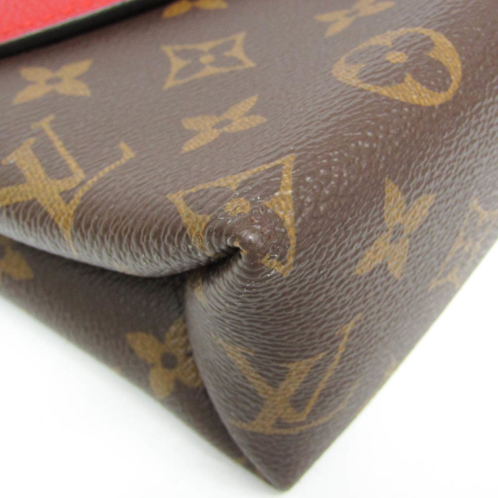 Louis Vuitton Monogram Saint Placide M43713 Women's Shoulder Bag Brown,Red Color — Like New