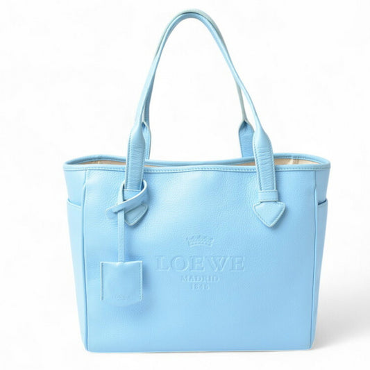 LOEWE Tote Bag, Storage Bag HERITAGE Heritage Calfskin Light Blue