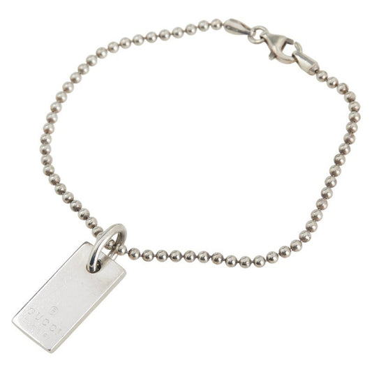 Gucci logo tag ball chain bracelet in SV925 silver for women.