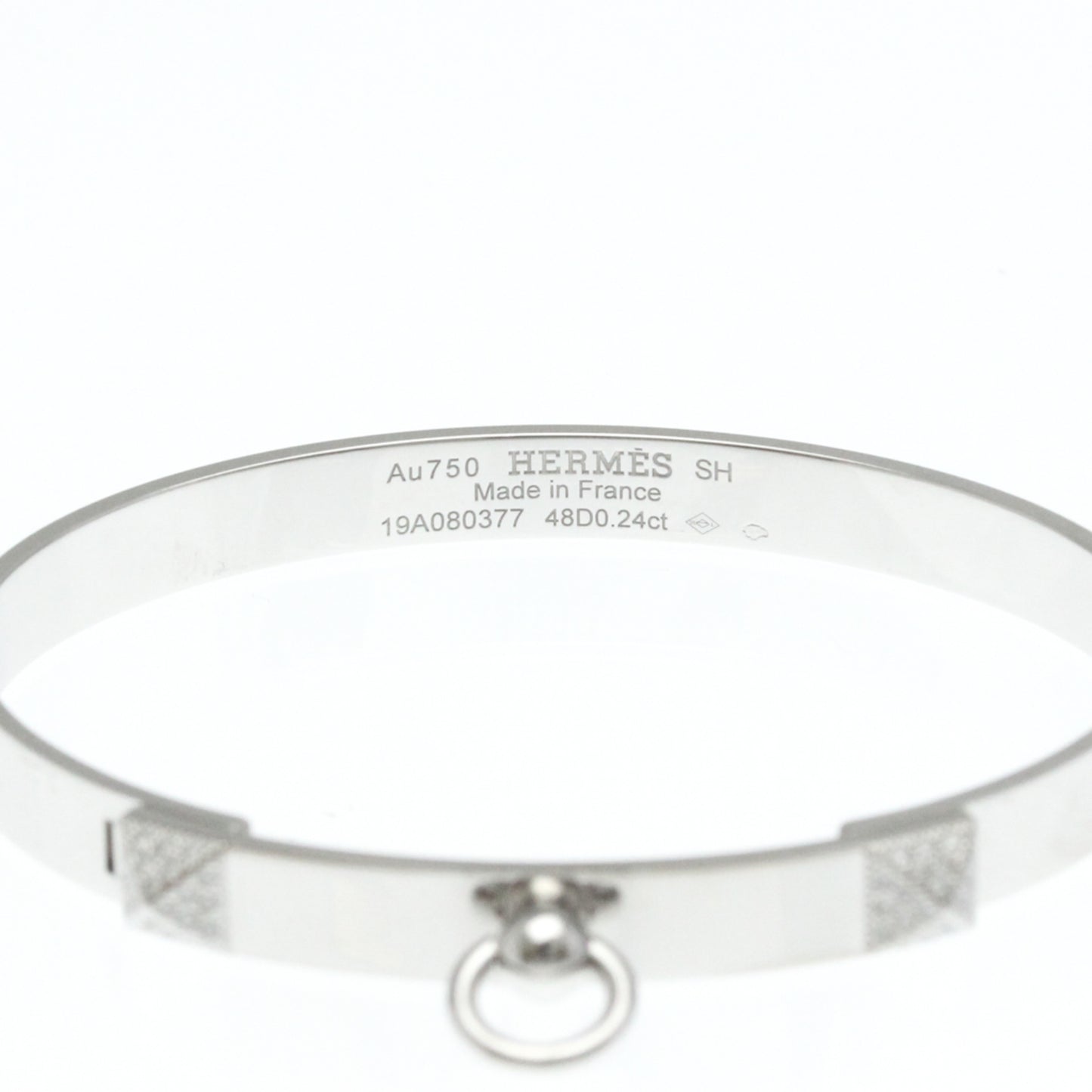Hermes Collier De Chien Bracelet, Small Model White Gold (18K) Diamond Bangle Carat/0.24 Silver