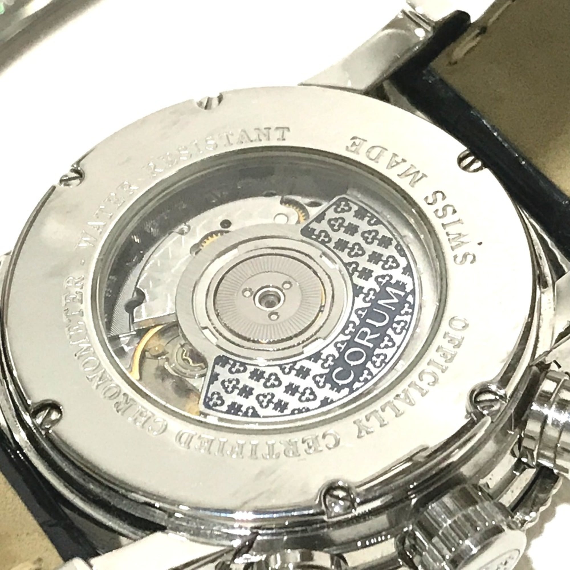 Corum 983.201.20 Back scale Automatic Wristwatch Silver Black belt — Very Good