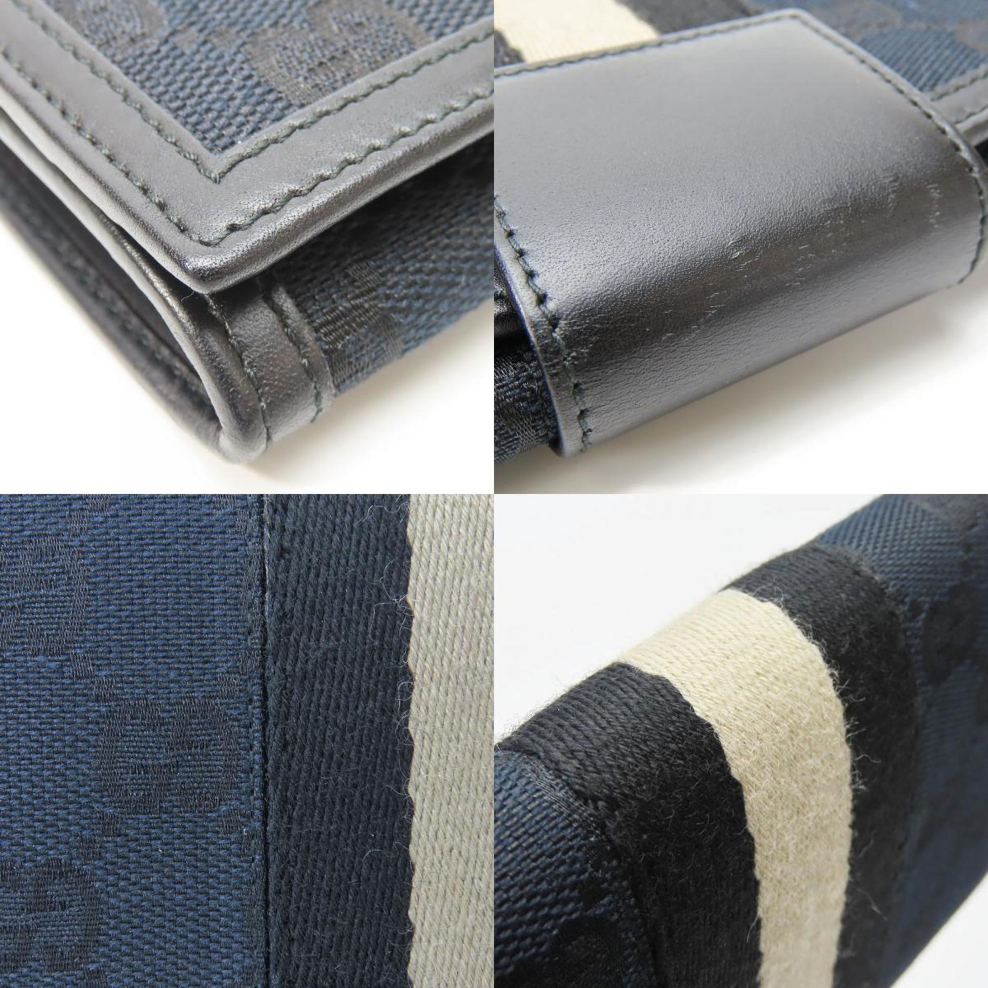 Gucci Long Wallet 035.0416.2180 Web Line GG Canvas Black Bifold Women's Men's GUCCI