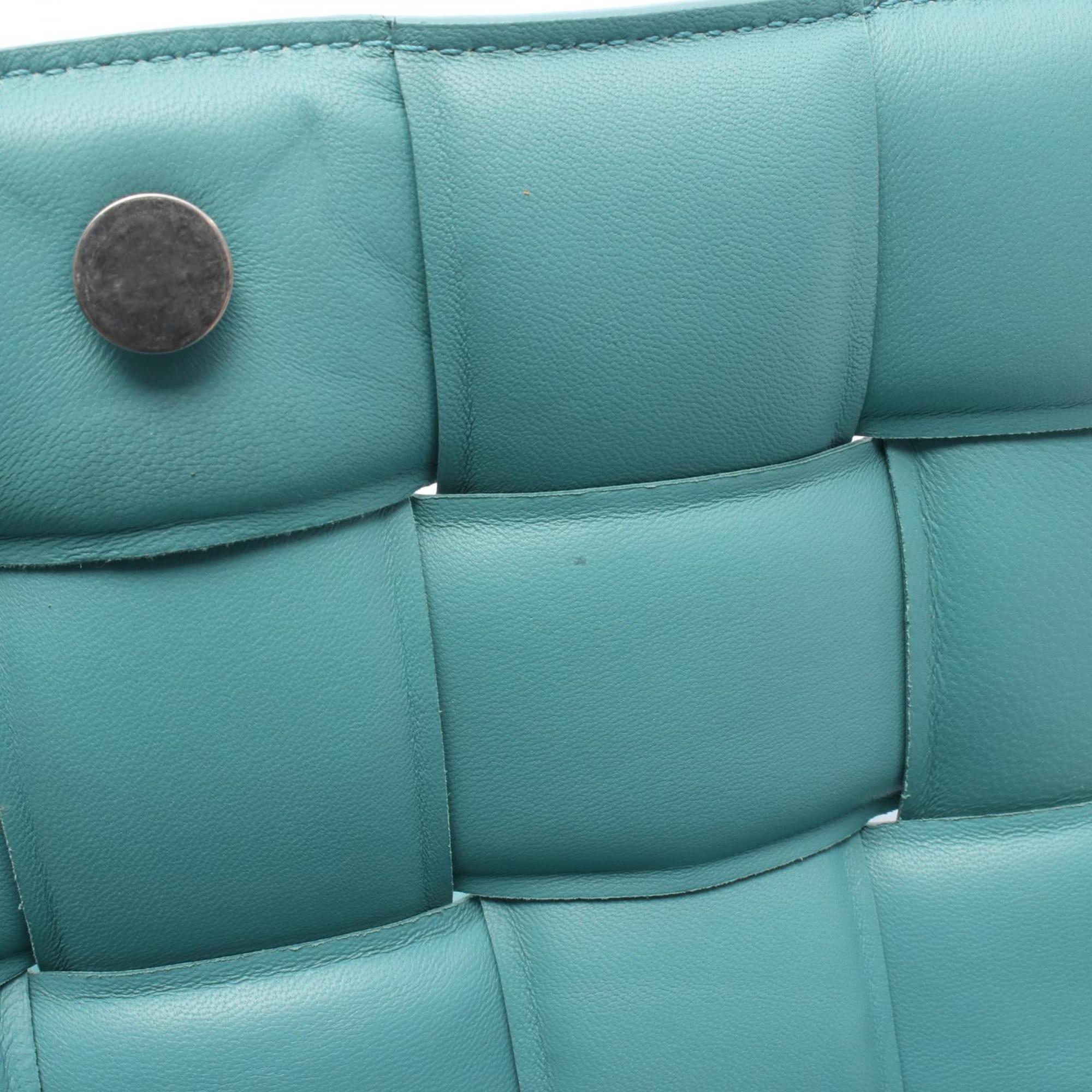 Bottega Veneta Padded Cassette Intrecciato Shoulder Bag in Blue Leather for Women