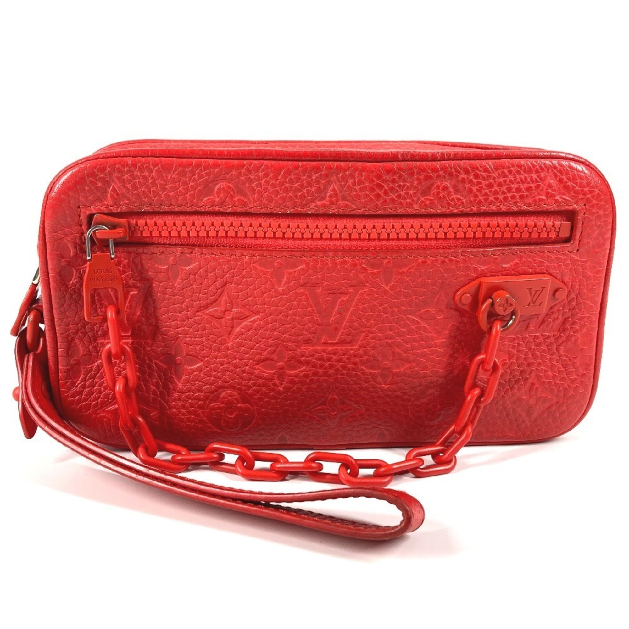 LOUIS VUITTON Monogram Empreinte Pochette Volga M53555 Chain Bag, Second Bag with Strap, Pouch, Clutch Leather, Red, Men's and Women's