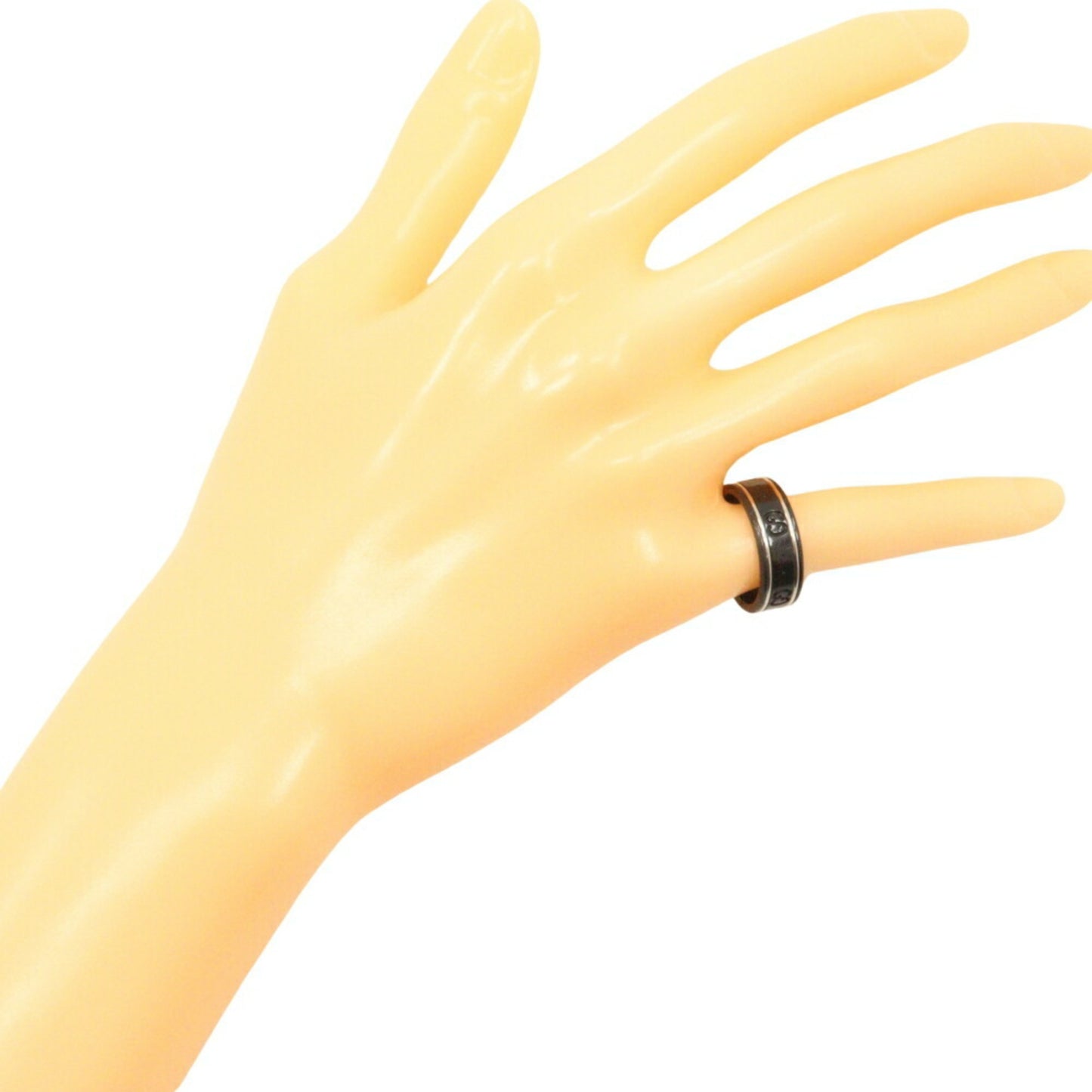 Gucci Icon Thin Band Size 14.5 Ring, K18 White Gold x Corundum Black, Approx. 2.2g, Band, Unisex