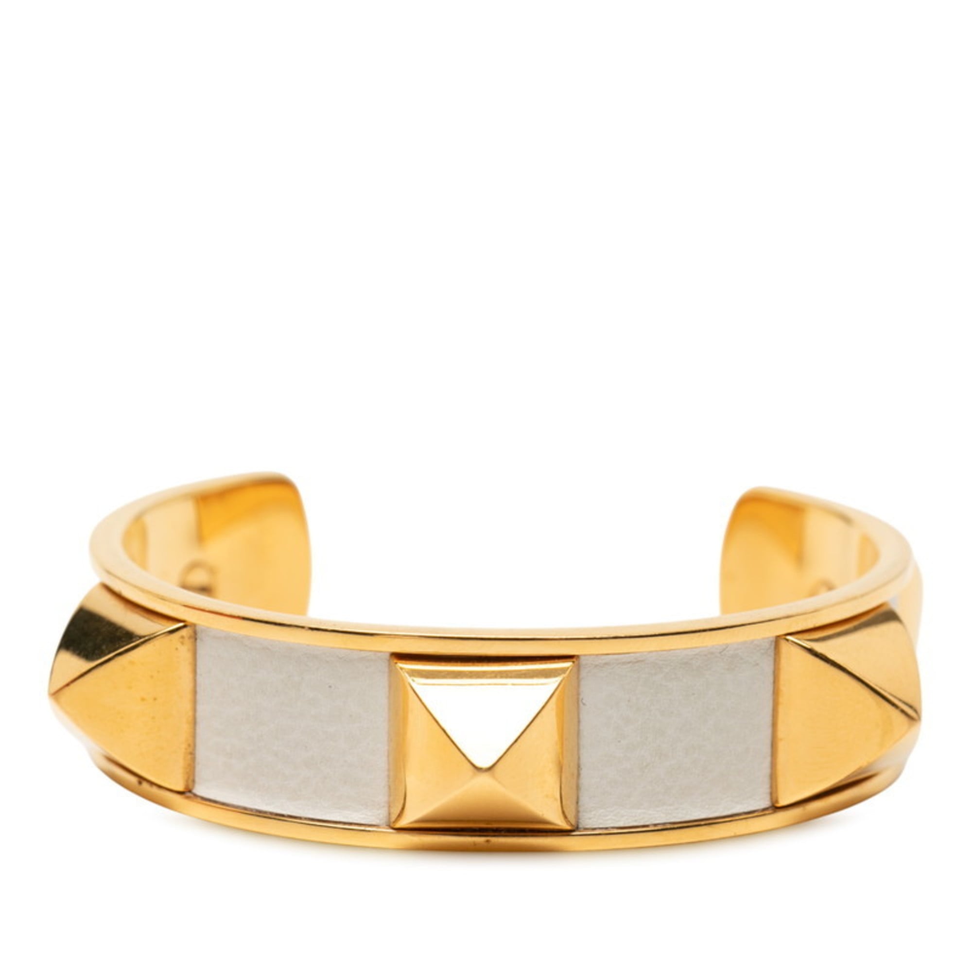 Hermes Medor Bangle in Gold and White Plated Leather for Women