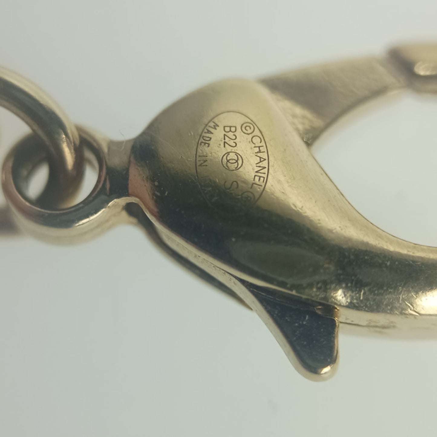 CHANEL Coco Mark Wristwear Chain Bracelet in Gold and Silver Metal with Rhinestones, Women's, B22, Size S