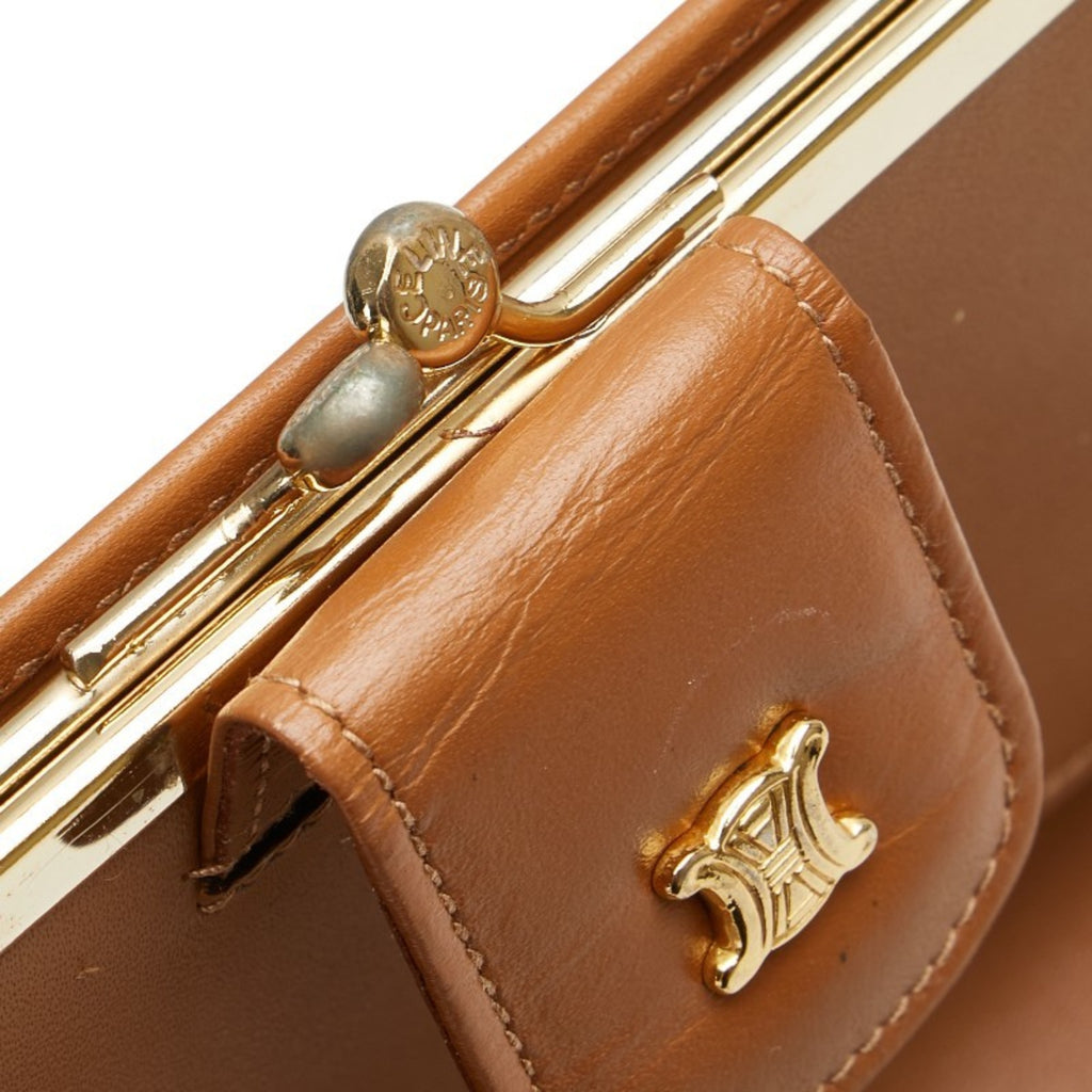 Celine Macadam Long Wallet Brown Leather Women's CELINE