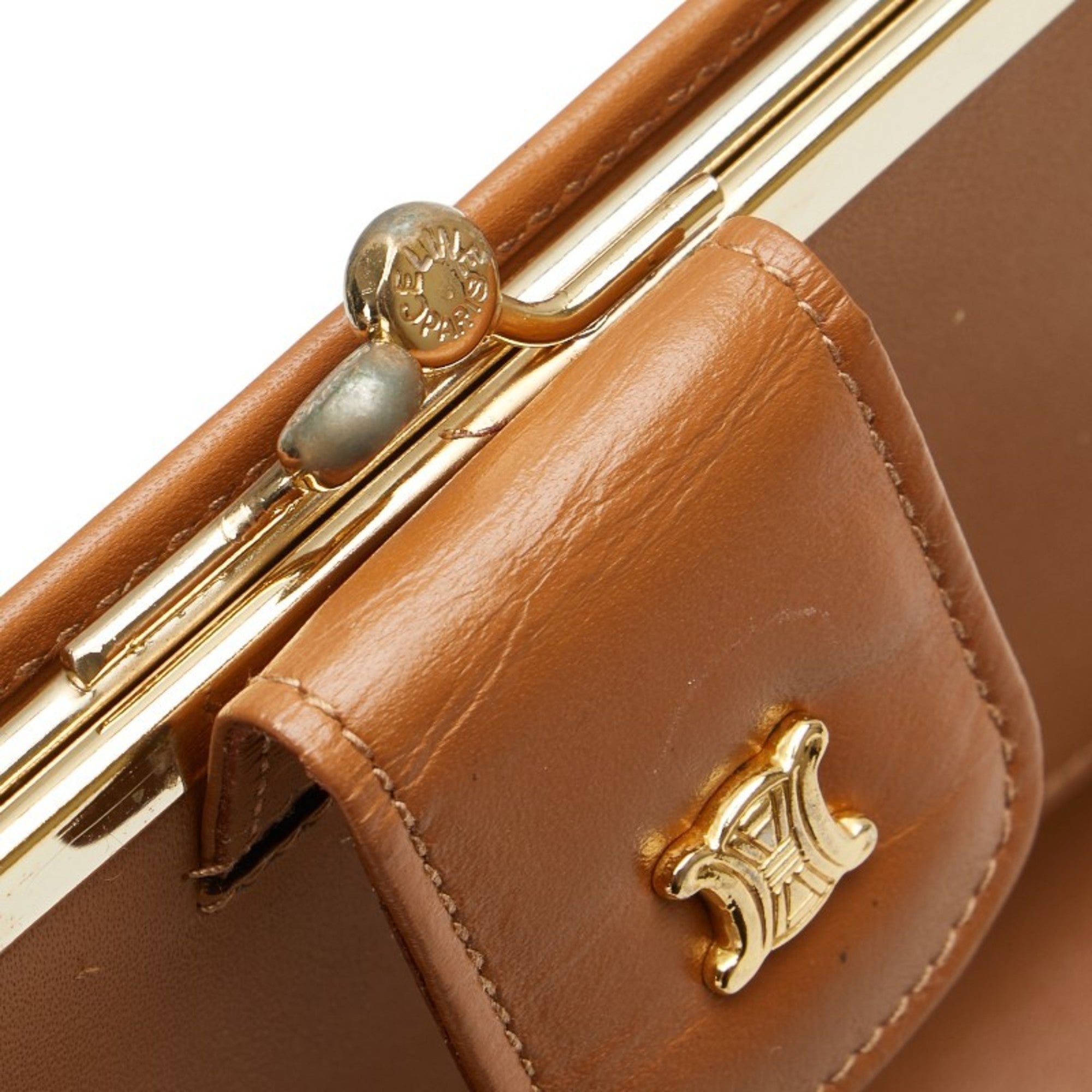 Celine Macadam Long Wallet Brown Leather Women's CELINE