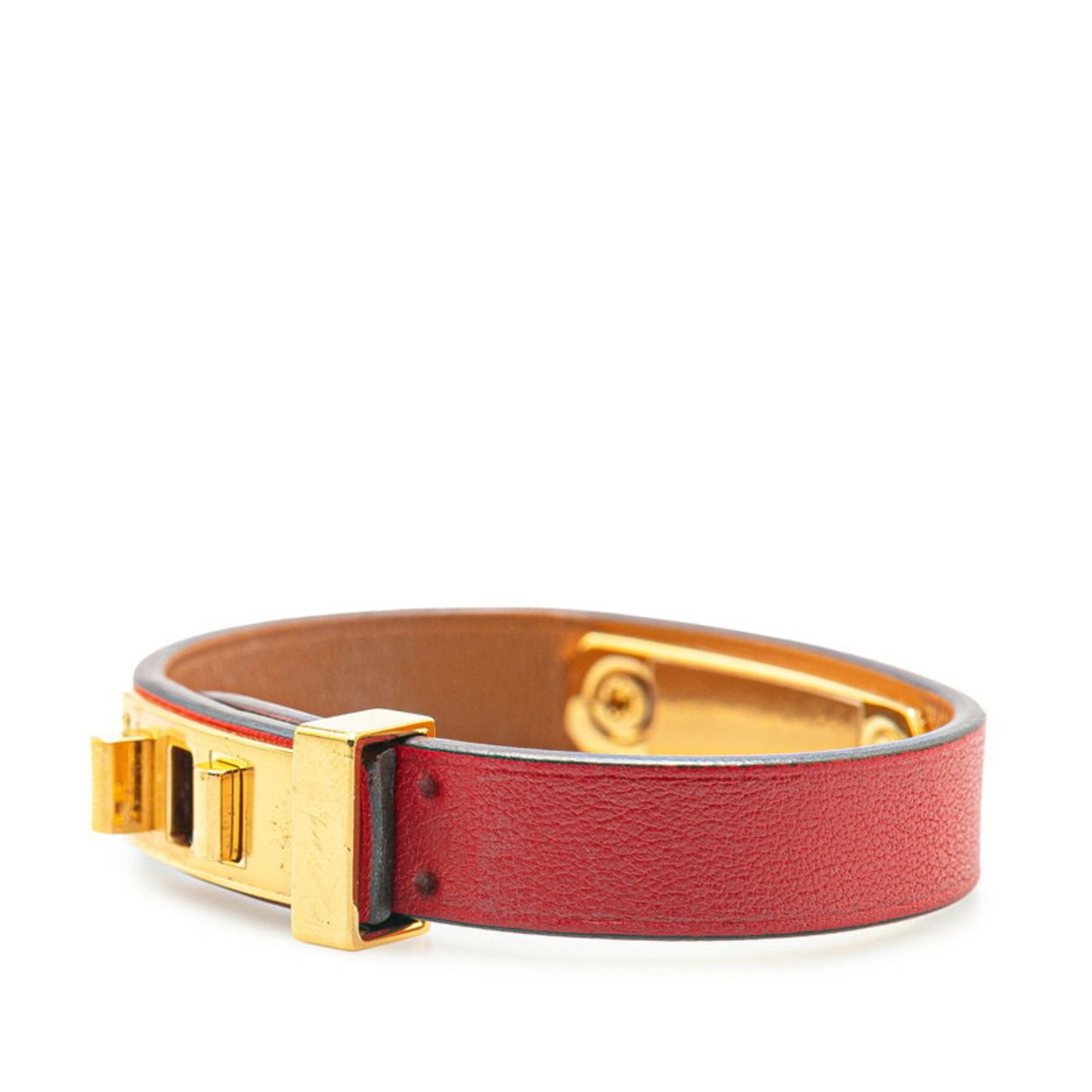 Hermes Asdukur T2 Bracelet Red Swift Plated Women's HERMES