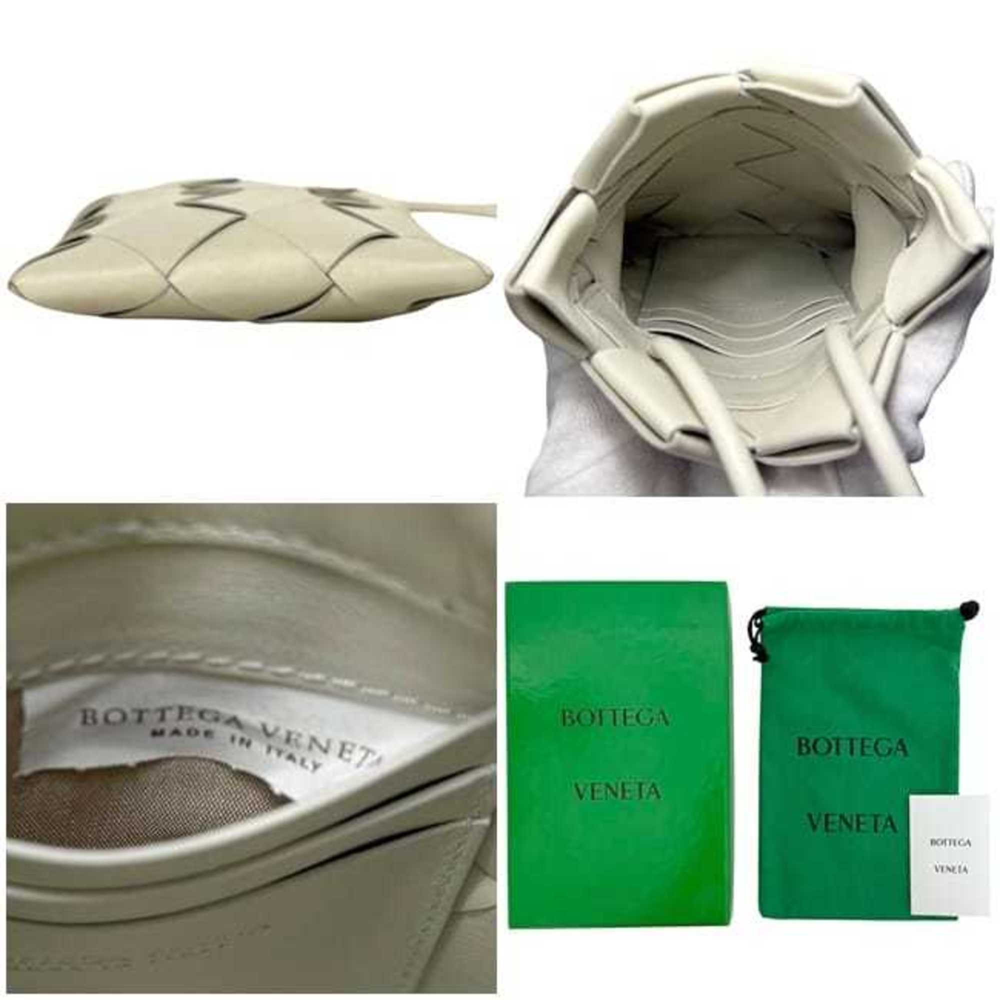 Bottega Veneta Mini Shoulder Bag ec-24866 White Intrecciato 619019 Leather Pochette S02176509X BOTTEGA VENETA Crossbody Smartphone with Jagged Edges