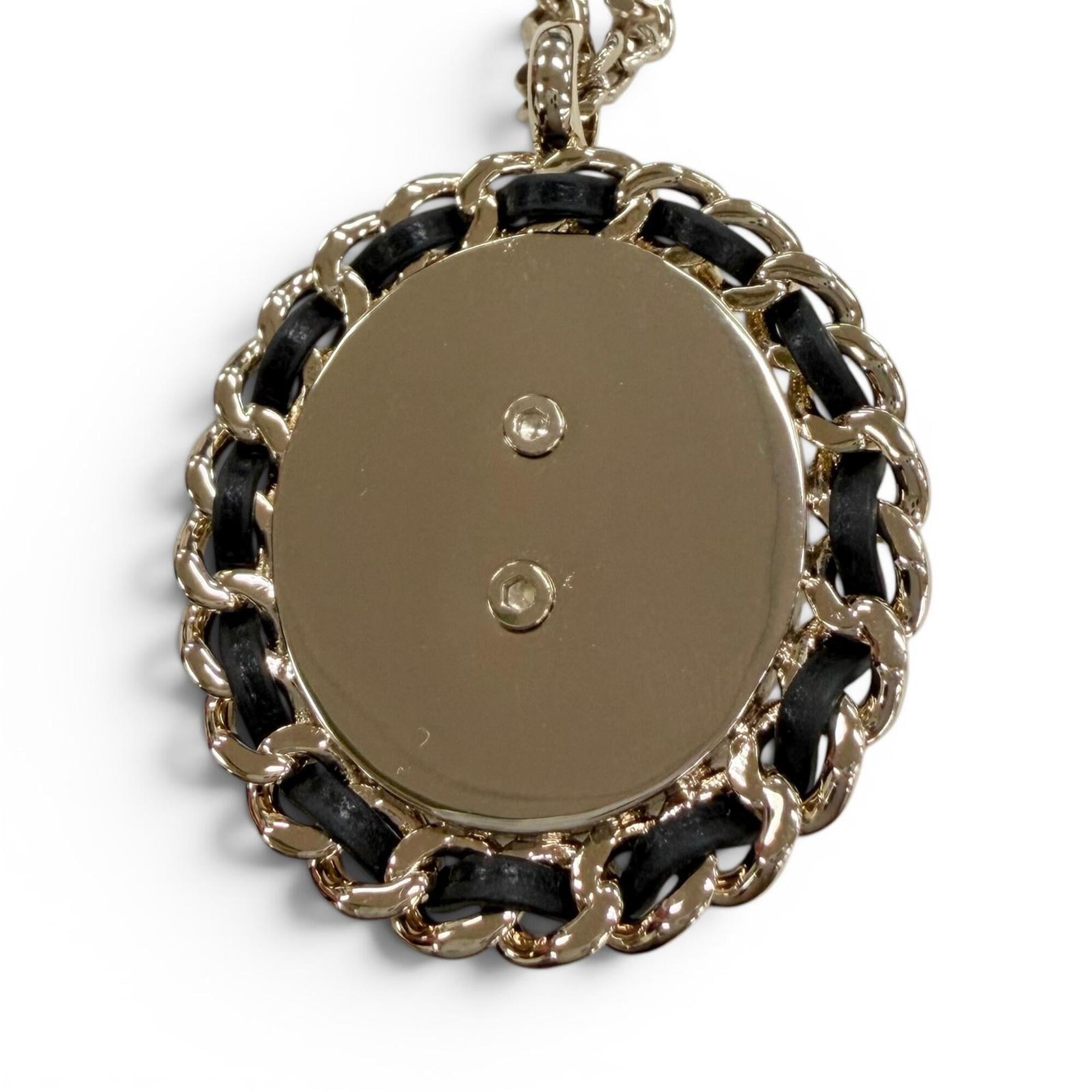 CHANEL (2025 model) B25P Coco Mark Denim Design Chain Necklace, Indigo Blue, Gold Hardware, Made in Italy, Women's — Like New
