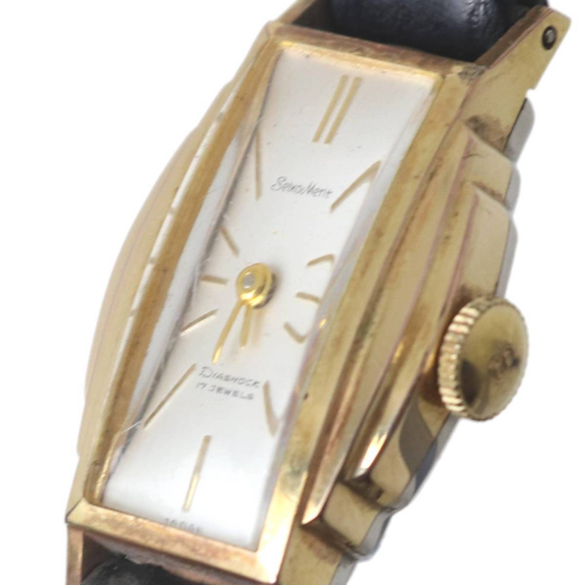 SEIKO Merit Women's Hand-Wound DiaShock 17 Jewels Watch, Gold and Black, 5257, Fits wrists from 14cm to 17.5cm — Good