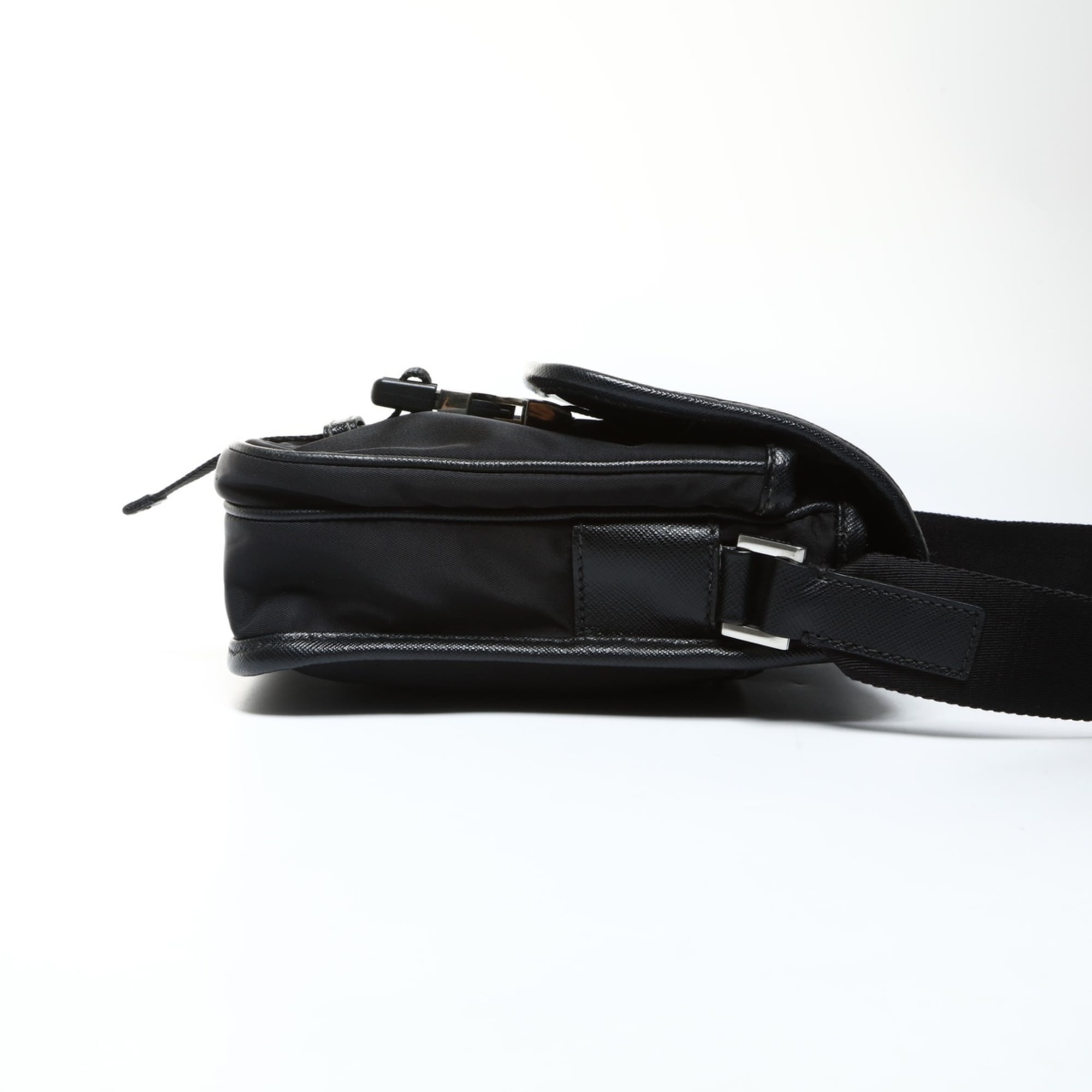 Prada Saffiano Nylon Shoulder Bag 2VD043 Black