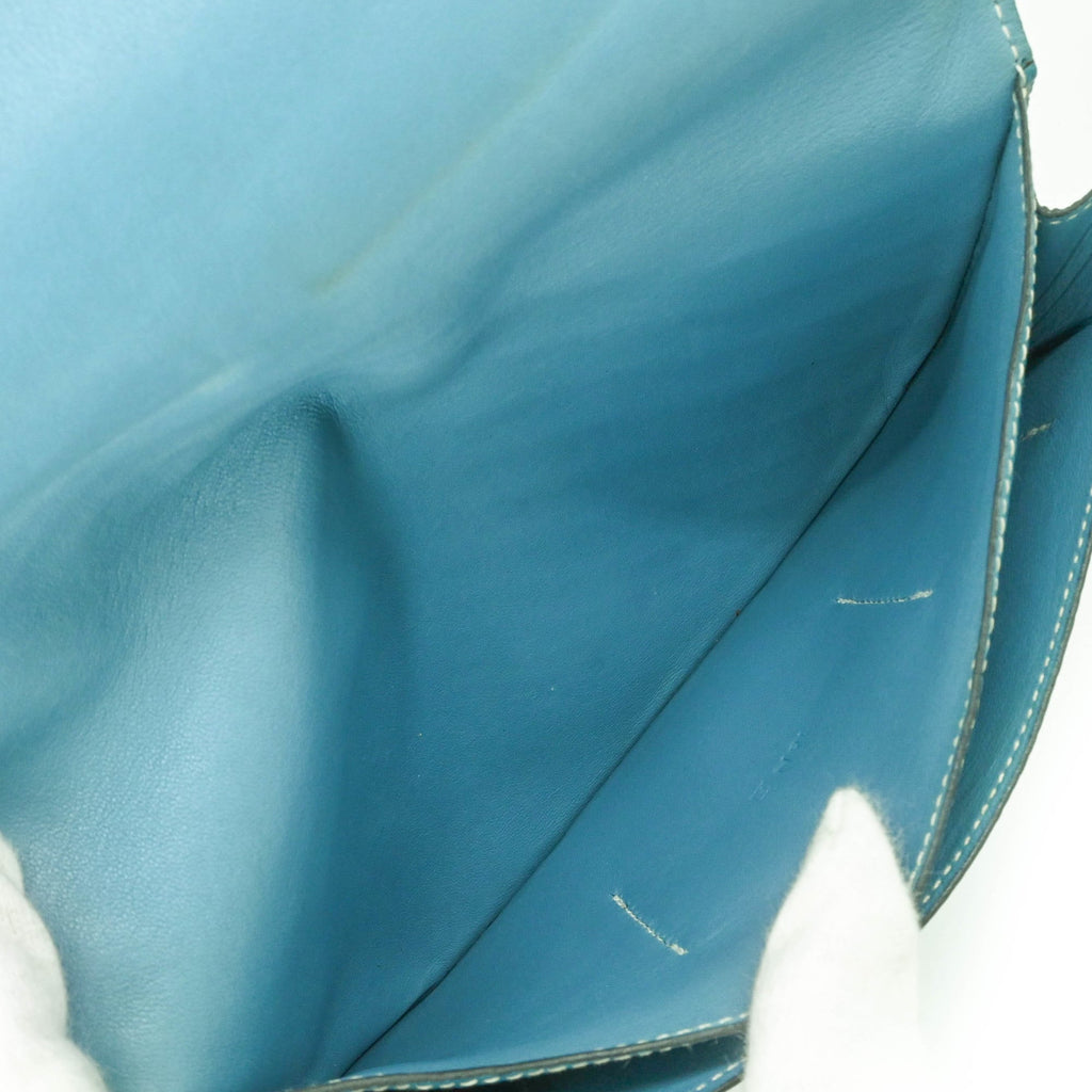 HERMES Dogon Duo GM Long Wallet, Togo Leather Bifold Blue Jean #□H