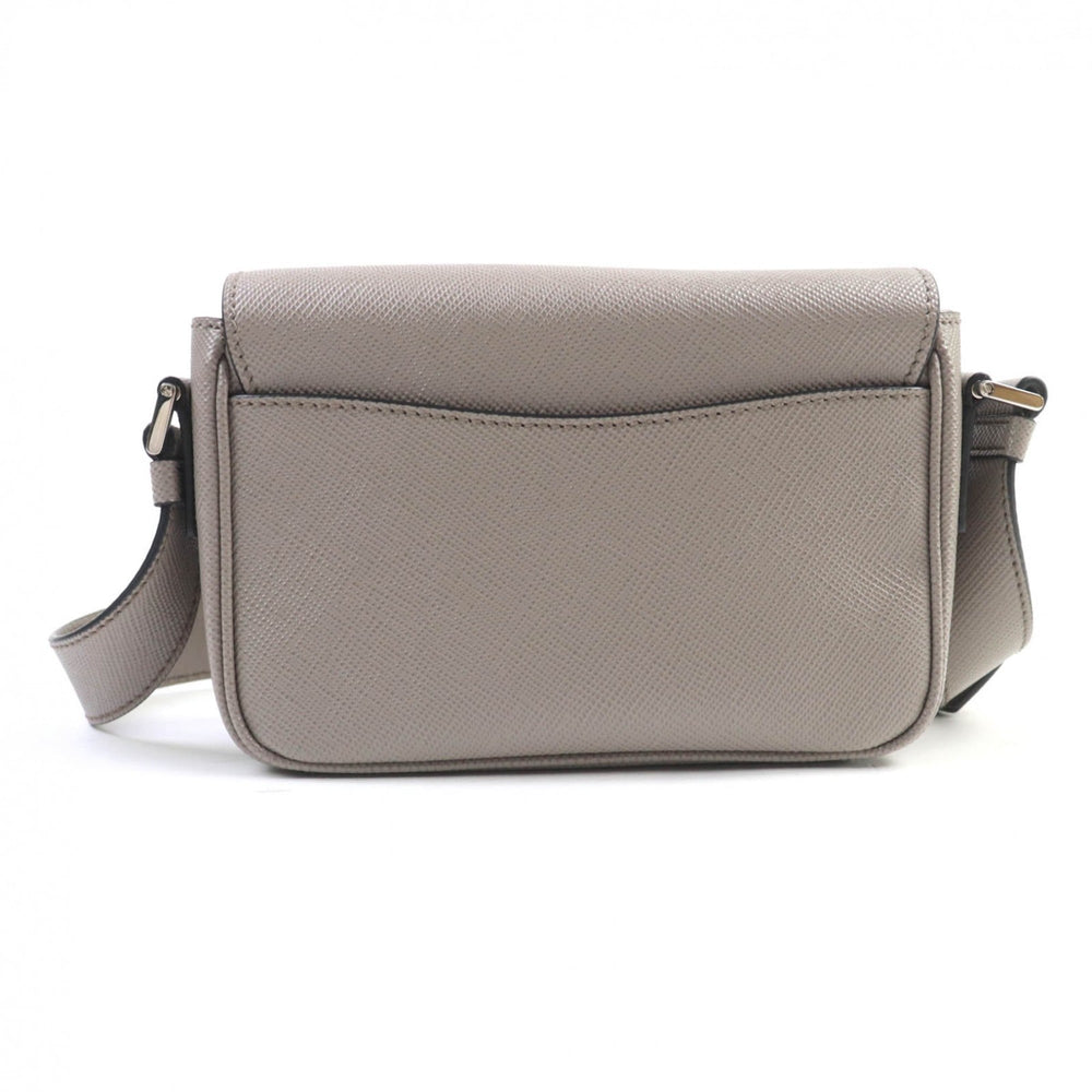 PRADA 2VD065 Saffiano Leather Argilla Shoulder Bag with Triangle Logo Plate, Dust Bag, Made in Italy, Women's — Like New
