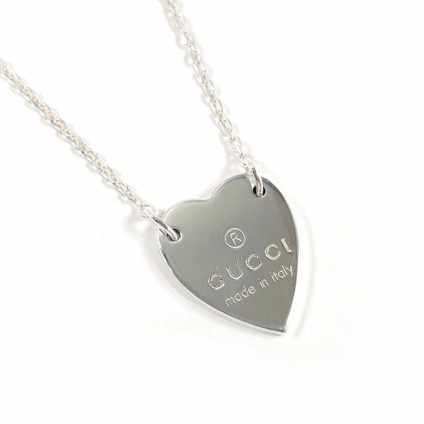 GUCCI Trademark Heart Necklace 223512 J8400 8106, 925 Sterling Silver, Women's