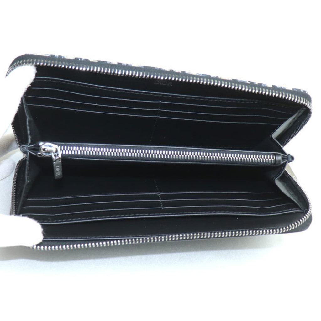 Christian Dior Pre-owned Dior Oblique Jacquard Long Zip Wallet, Navy, 2ADBC315YKS_H05E, Women's