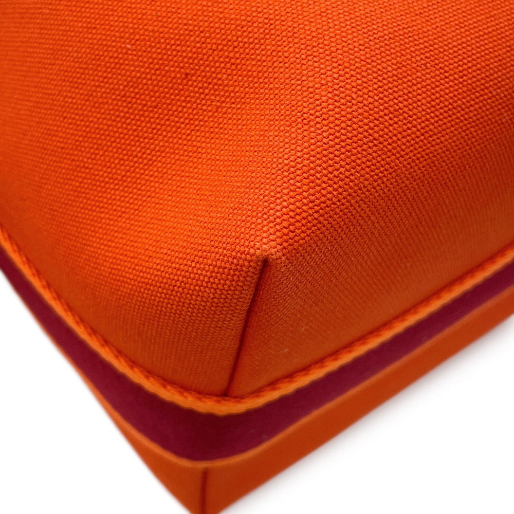 Hermes handbag pouch Bride à Black GM Orange Feu canvas HERMES — Like New