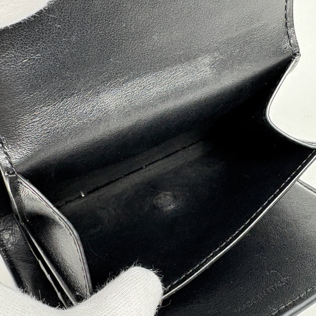 Celine Triomphe Small Flap Wallet, Tri-fold Leather, Black, Women's