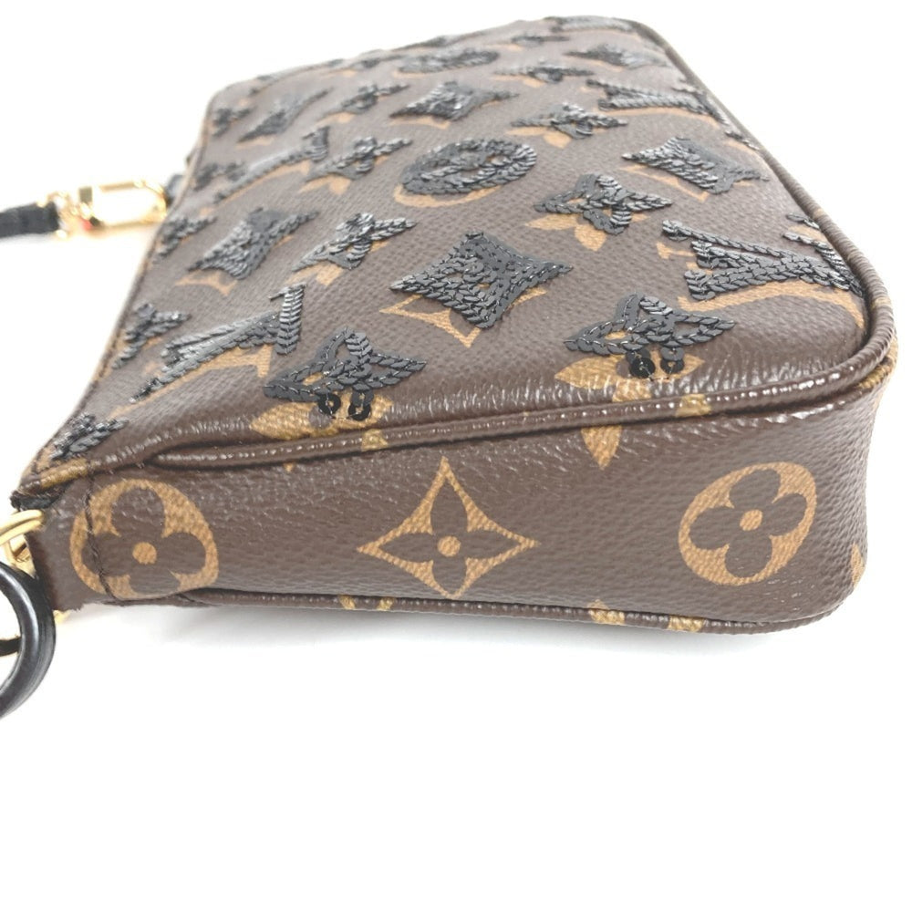 LOUIS VUITTON M26473 Monogram Sequin Pochette Accessoires Bag Accessory Pouch Shoulder Canvas Women's Brown Like New — Like New