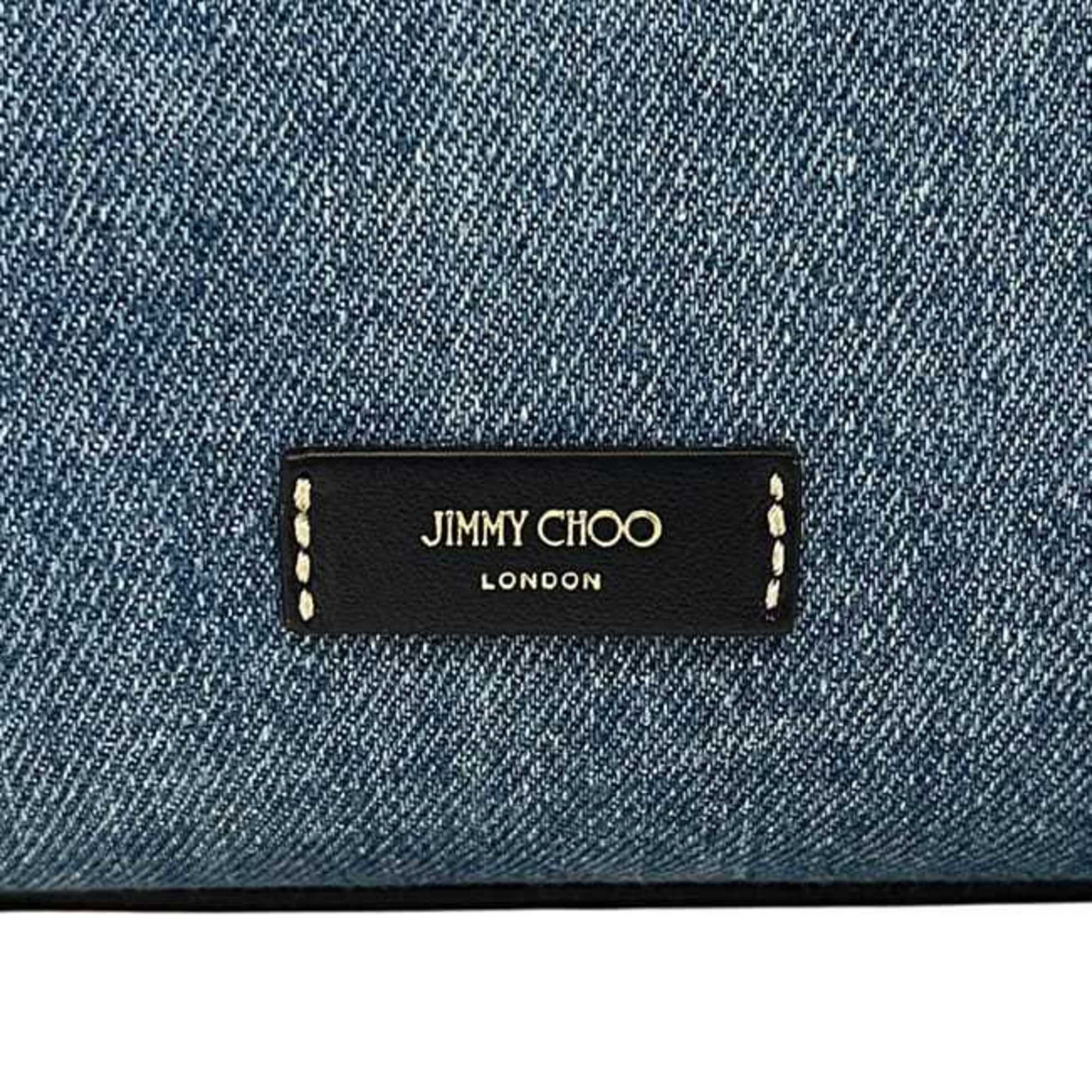 Jimmy Choo 2-way bag f-24513 denim blue navy JI1630AW001266 washed leather 55SG JIMMY CHOO handbag crossbody shoulder embroidered women's