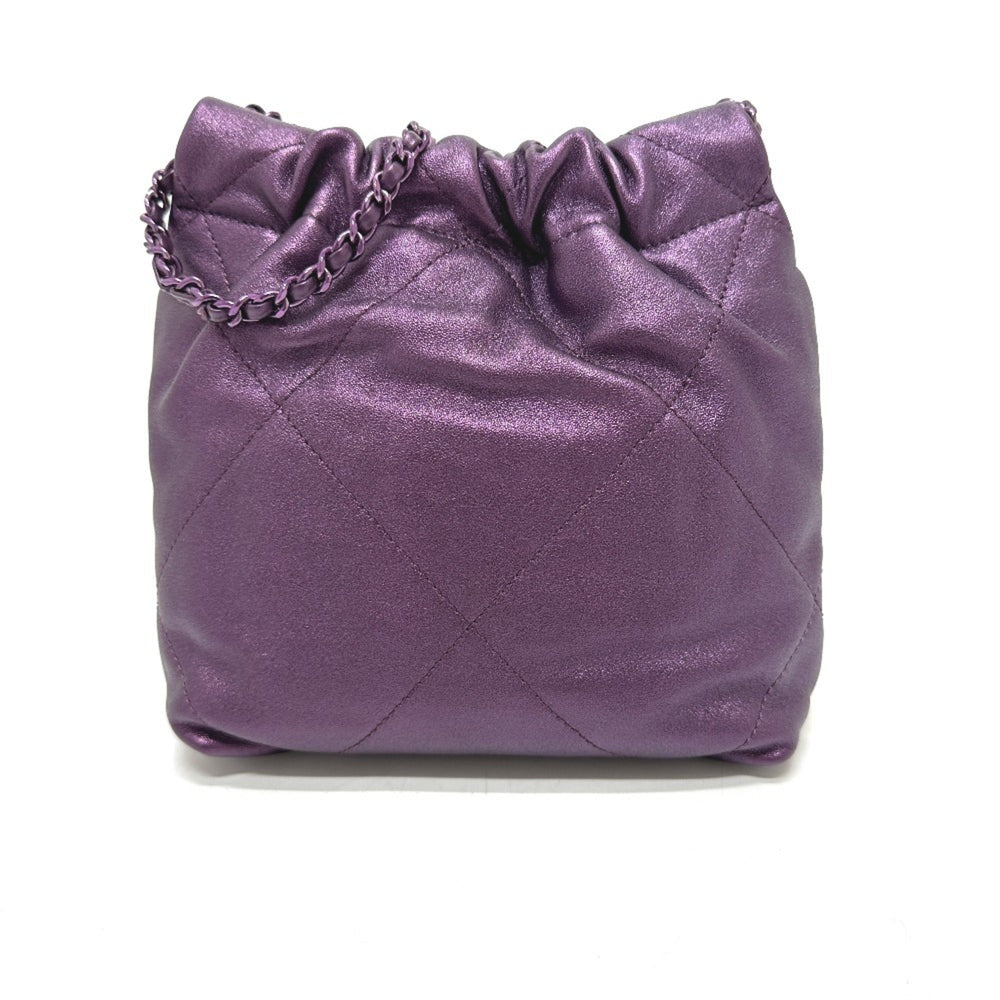 CHANEL AS3980 CHANEL22 Glitter All Purple Shoulder Bag Leather Women's — New - Store Return