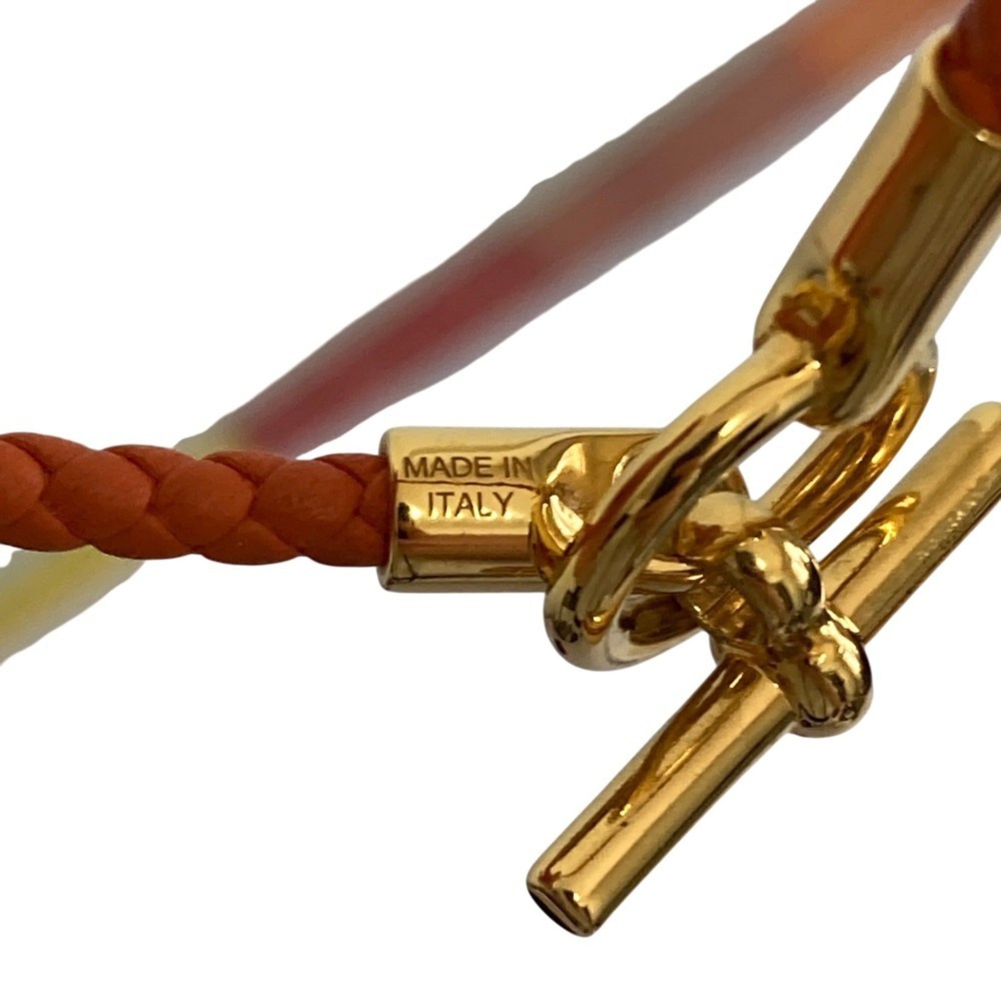 HERMES Hermes Glenan Leather Bracelet Orange Women's — Like New